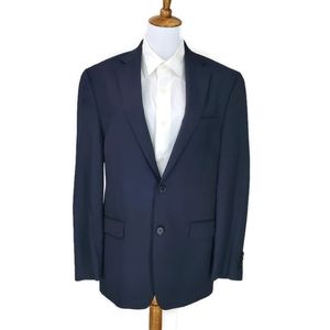 Lauren Ralph Lauren Mens 100% Wool Sports Coat Blazer Blue Two Button Size 38 R